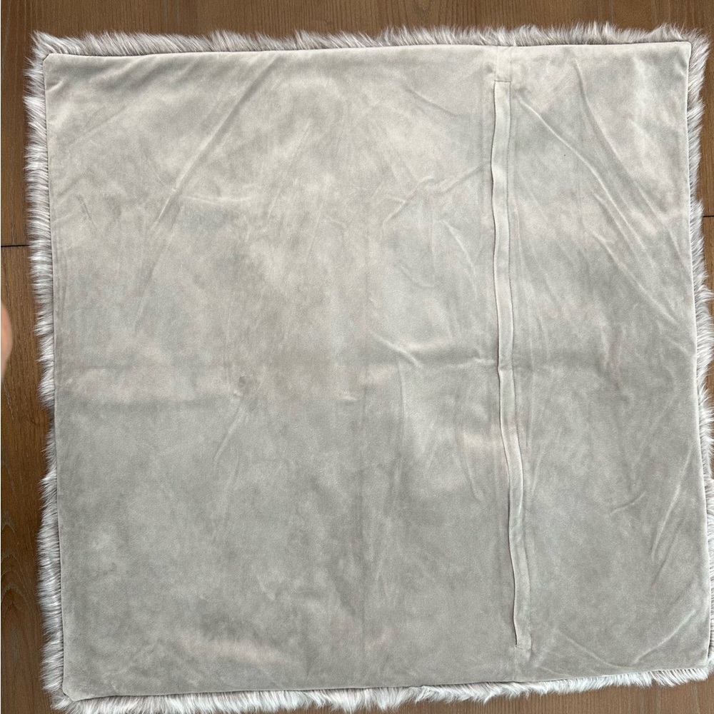 Luxurious Faux Fur Throw Pillow Cover - Gray - Picture 2 of 3